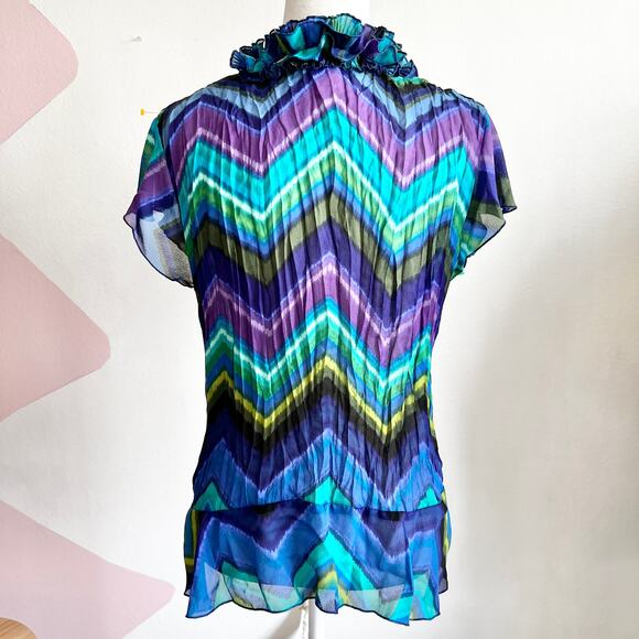 Blue Ruffle Blouse, Romantic, Vintage, Cottagecore, Victorian Inspired, Large - Picture 3 of 6